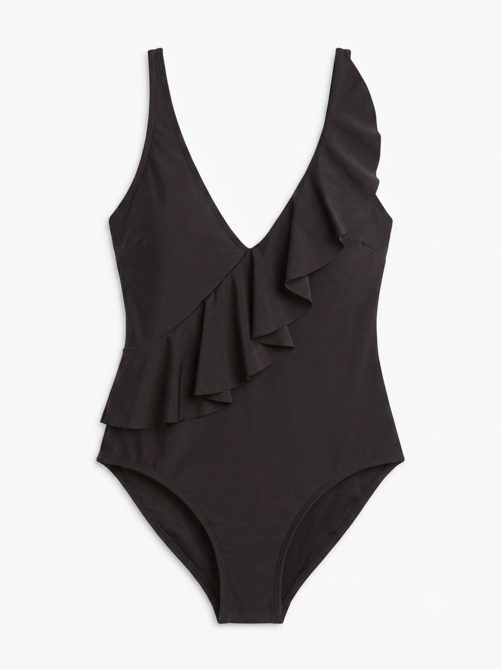 Kona Sol Black Ruffle One Piece Swimsuit NWT Size Small